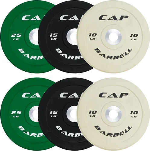 CAP Juego de pesas olímpicas de 2 pulgadas | 100-370 libras | Varios colores | Estante de almacenamiento opcional