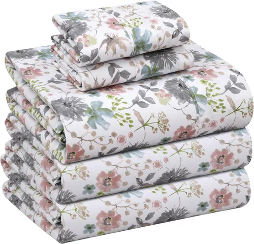 Miniatura 131 de RUVANTI Juego de sábanas divididas tamaño King de 100 % algodón para cama ajustable, 5 piezas, ropa de cama de tejido de percal suave y Guisante
