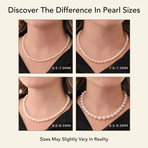 Miniatura 3 de The Pearl Source Real Pearl Necklace for Women with AAA+ Quality Round White Freshwater Genuine Cultured Pearls