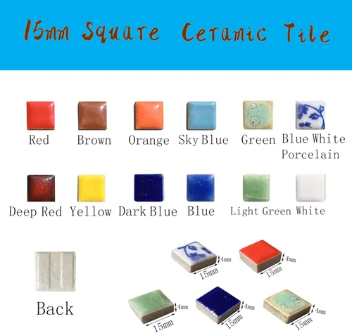 Miniatura 2 de 15mm Azul Mini Azulejos de Cerámica para Piso Mosaico de Azulejos para Manualidades, Piezas de Mosaico de Cerámica Coloridas Suministros para Hacer