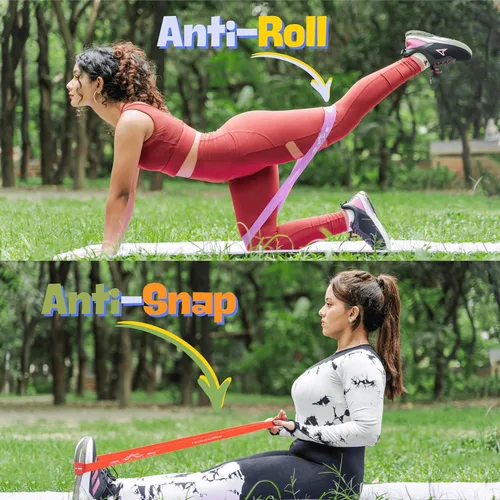 Miniatura 5 de Juego de 5 bandas de resistencia para mujeres y hombres, bandas de goma natural resistentes de 12 pulgadas para piernas, glúteos, entrenamiento