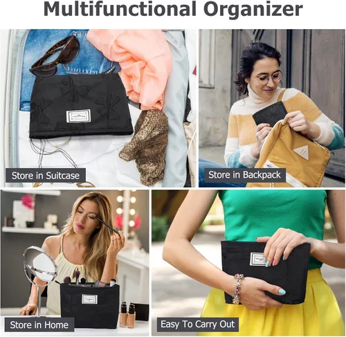 Miniatura 7 de Sightor Bolsa de maquillaje estética, bolsa de cosméticos de gran capacidad, bolsa de maquillaje floral de lona, bolsa de viaje, bolsa