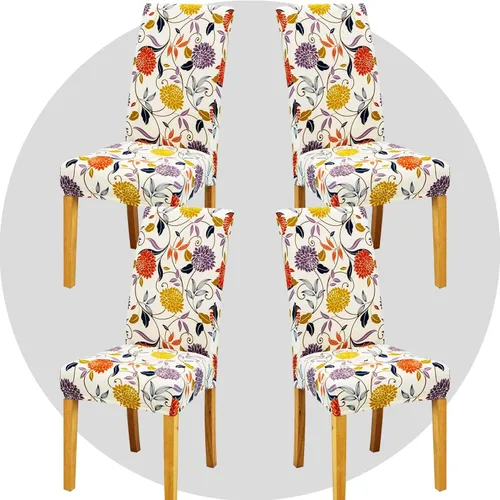 Miniatura 34 de Juego de 6 fundas elásticas para sillas de comedor, color blanco hueso, elásticas, lavables, extraíbles para cocina, hotel, restaurante Blanco roto