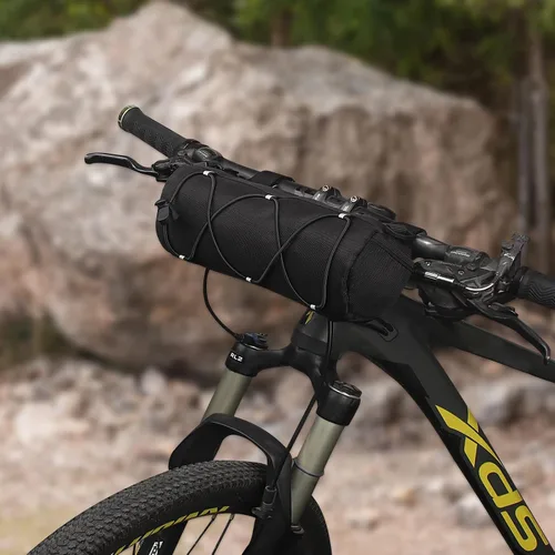Miniatura 6 de KOSIBATE Bolsa para manillar de bicicleta con correa para el hombro, bicicletas de carretera de montaña, bolsa frontal de almacenamiento (negro)