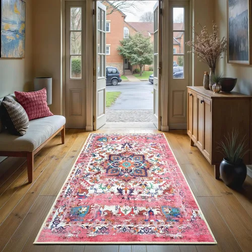 Miniatura 58 de GLN Rugs Bohemian Collection - Alfombra de felpilla lavable a máquina, bohemio vintage, antideslizante, alfombra de felpilla de pelo bajo, alfombra