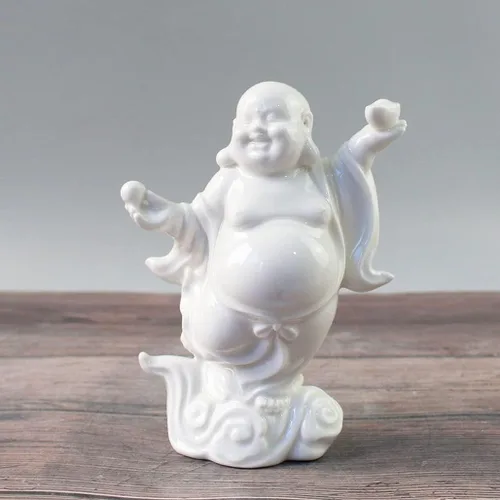 Estatua de Buda Maitreya que ríe Zen Esculturas Ornamento Feliz Budismo de la Suerte Estatua de Sala de estar Oficina Estatua de Estatua de Estatua