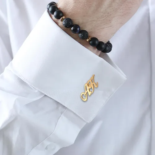 Miniatura 2 de Gemelos grabados personalizados – Gemelos con letra inicial del alfabeto A-Z – Regalo para hombres, papá, cumpleaños, boda, novio, padrinos de boda