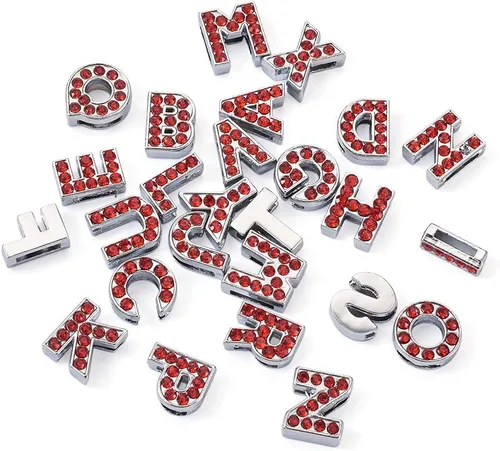 Miniatura 3 de KISSITTY 52 unids/caja de aleación de diamantes de imitación del alfabeto colgantes de cristal de la letra A-Z metal luz Siam suelta cuentas