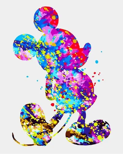 Kit de pintura por números para adultos, pintura de animales coloridos por números para niños, 16 x 20 pulgadas (ratón de color, sin marco)
