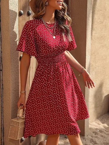 Miniatura 5 de Floerns Vestido midi acampanado con estampado de corazón de confeti y manga de mariposa