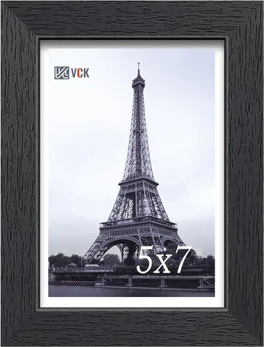 VCK Portarretratos de madera negra de 5 x 7 pulgadas, para colgar en la pared, galería o mesa, 1 paquete