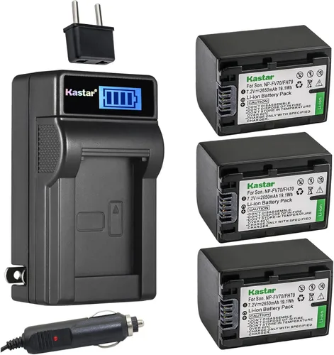 Miniatura 4 de Kastar NP-FV70 - Cargador de batería LCD de CA compatible con Sony NP-FV30, NP-FV50, NP-FV70, NP-FV90, NP-FV100, cámara de batería Andoer HDV-201LM