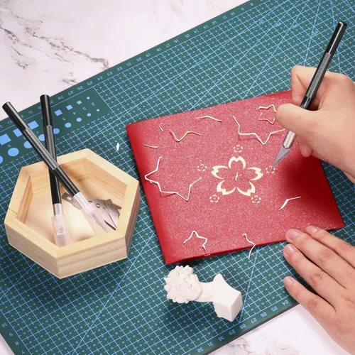 Miniatura 7 de Juego de 15 cuchillos Exacto, cuchillos para pasatiempos, suministros de regreso a clases, kit de cuchillos para manualidades, manualidades, álbumes