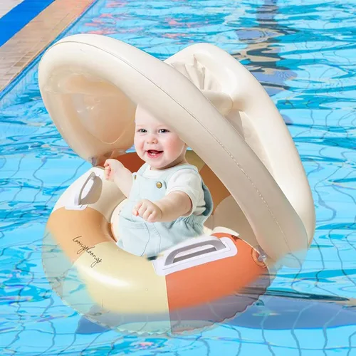 Miniatura 5 de Babyy - Flotador de piscina – Anillo de protección solar, asiento de seguridad plegable, flotador de natación retro con toldo y sombrilla Juguete