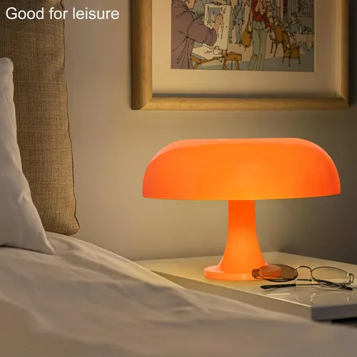 Miniatura 4 de Lámpara de hongo naranja Anykonio, lámpara de mesa moderna de mediados de siglo para dormitorio, lámparas pequeñas de mesita de noche decorativas