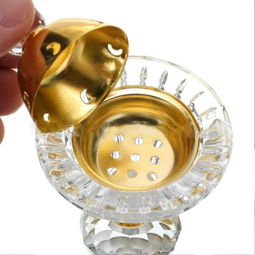 Miniatura 3 de Oud - Quemador de incienso de cristal, para aromaterapia, horno, difusor árabe, decoración de escritorio para yoga, meditación, spa (luna)