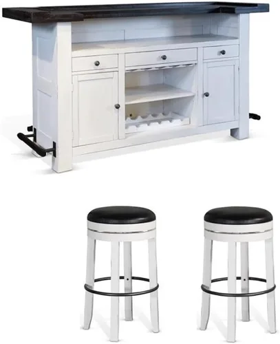 Miniatura 13 de Pemberly Row Unidad de Bar Independiente de Madera Estilo Granja de 78", Estante para Copas de Vino, Gabinetes de Almacenamiento, para Cocina
