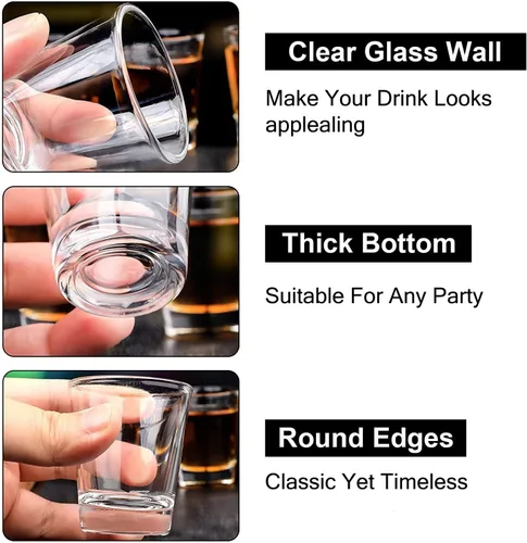 Miniatura 3 de Juego de 24 vasos de chupito transparentes de 1.7 onzas, con base pesada, vasos de chupito a granel para whisky, tequila, vodka, licor, barras
