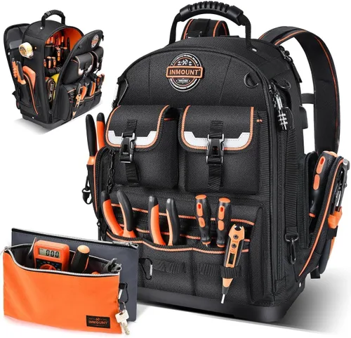 Miniatura 10 de Mochila Bolsa de herramientas - Mochila de herramientas LOKASS Organizador de herramientas resistente, mochila de herramientas HVAC resistente al