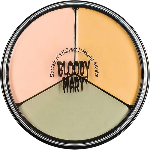 Bloody Mary Crema de maquillaje Tri Color Wheel Monster – Death Pale, Flesh and Vampire Gray para teatro, disfraz o Halloween, zombi y monstruo