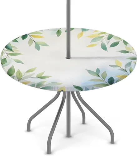 Miniatura 34 de Mantel redondo para exteriores con agujero para paraguas, mantel de temporada con margaritas para exteriores, con cremallera, impermeable, mantel