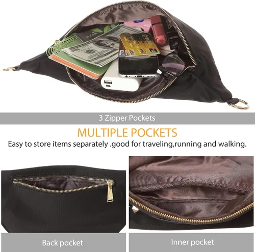 Miniatura 5 de AOCINA Riñonera para mujeres y hombres, bolsa cruzada de moda, con 5 bolsillos con cremallera para Disney, viajes, senderismo, ciclismo, correr