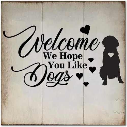 Miniatura 8 de Welcome We Hope You Like American Bully Dog - Letrero de madera clásico para pared, decoración de madera para el hogar, casa de campo, placa