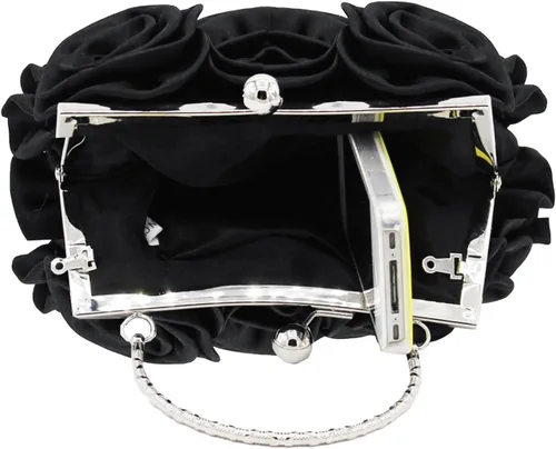 Miniatura 8 de Bolso de mano de noche para mujer, diseño floral, de satén, bolsos pequeños con correa desmontable, para bodas, fiestas, bailes de graduación
