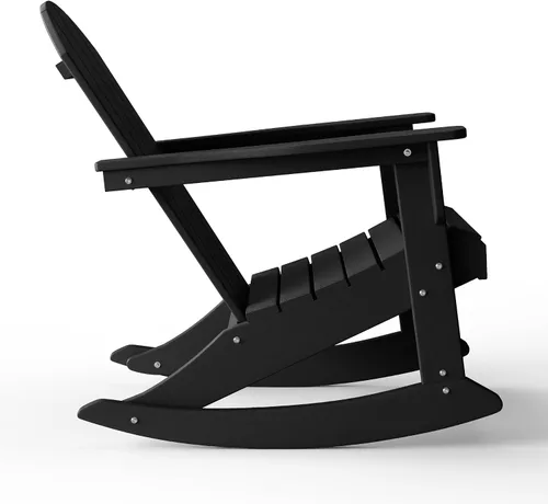 Miniatura 8 de WestinTrends Silla mecedora Malibu de poliéster para exterior/patio Adirondack, Negra