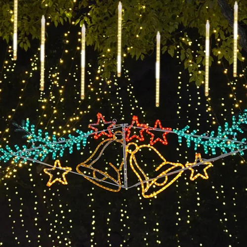 Miniatura 3 de LJLNION Luces de Lluvia de Meteoros, Luces de Navidad de Carámbanos para Exteriores de 12 Pulgadas, 8 Tubos 288 LED Luces de Carámbano Luz de Nieve