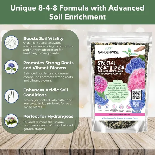 Miniatura 3 de GARDENWISE - Fertilizante de hortensias de liberación lenta con hierro y azufre, acidificador de suelo para interiores y exteriores para un