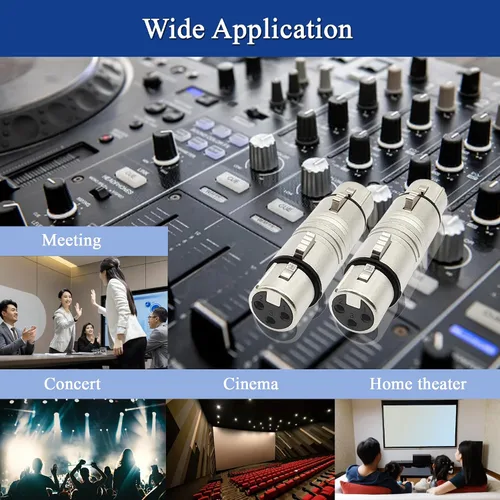 Miniatura 5 de Adaptador de acoplador XLR hembra a hembra de 3 pines conector XLR para cables de audio o sistemas PA 2 unids