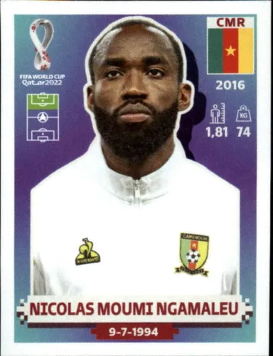2022 Panini World Cup Soccer Sticker #CMR19 Nicolas Moumi Ngamaleu Cameroon Group G Official Qatar WC Album Sticker in Raw (NM or Better) -