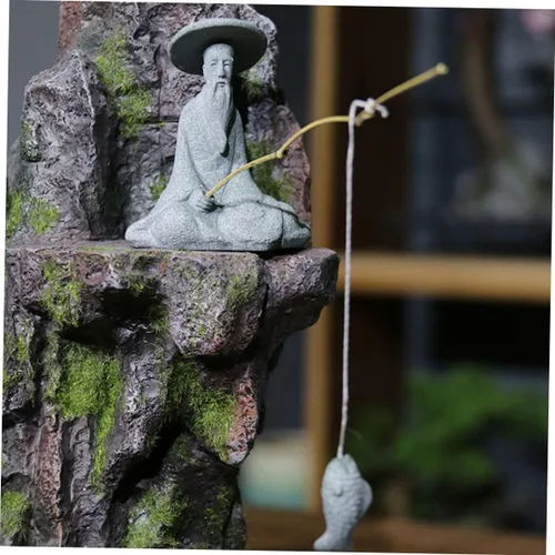 Miniatura 2 de YARNOW 1 juego de estatua de pescador decoraciones asiáticas decoración de pesca accesorios de pesca pescador pecera decoración arena jardín