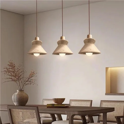 Miniatura 3 de Kitchen Island Pendant Light Retro Yellow Cave Stone Hanging Lamp Mid Century Single Head Solid Wood Chandelier for Restaurant Bar Bedroom Club