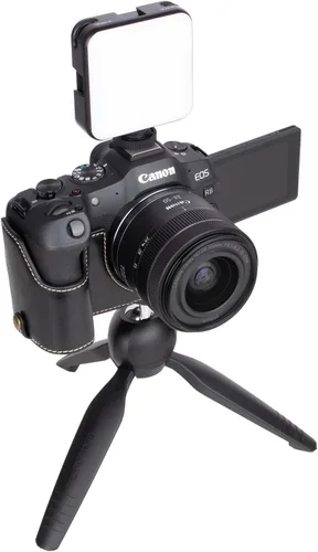 Miniatura 7 de MUZIRI KINOKOO Funda para cámara Canon EOS R8/RP DSLR, estilo retro funda protectora de piel sintética con agarre de mano y diseño inferior de Negro