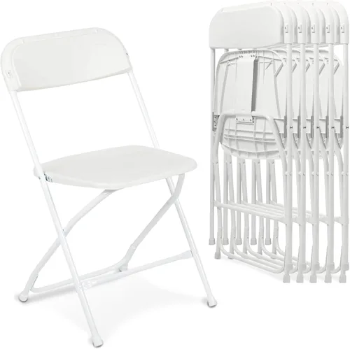 Miniatura 13 de Paquete de 4 sillas plegables, sillas plegables blancas duraderas, sillas plegables de metal resistentes