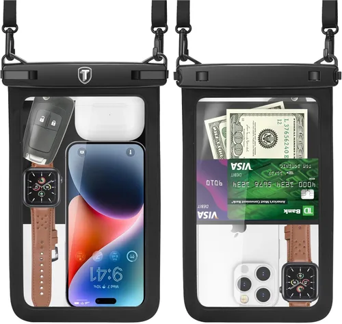 Njjex [Hasta 10 pulgadas] Bolsa grande impermeable para teléfono - Paquete de 2 fundas impermeables para teléfono Samsung Galaxy S25 Ultra S24 S23