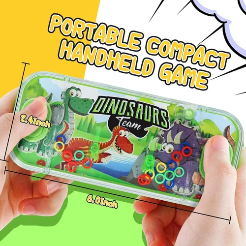 Miniatura 6 de SevenQ - Juegos de agua portátiles, 4 paquetes, tema de dinosaurios, juego de lanzamiento de anillos de agua, juguete acuático, juego de anillos