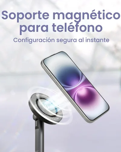 Miniatura 2 de KraftGeek Trípode magnético para teléfono con palo selfie automático de 66'' para iPhone MagSafe – con control remoto, trípode portátil para Negro