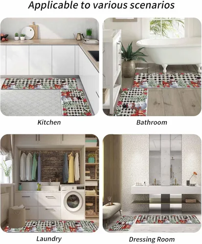 Miniatura 6 de Tapete de baño de muñeco de nieve de Navidad para bañera, antideslizante, de secado rápido y absorbente, de tierra de diatomeas, tapete de cocina