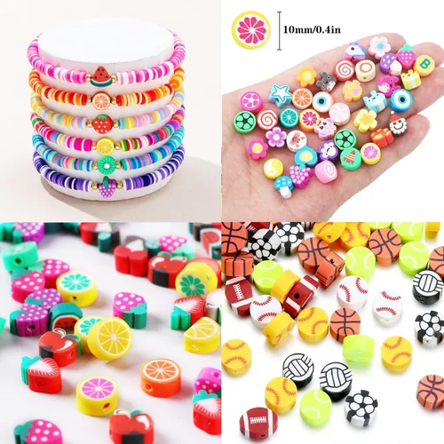 Miniatura 7 de 2480 piezas de cuentas y dijes de arcilla polimérica para kit de hacer pulseras, lindos y divertidos dijes y cuentas para hacer pulseras de amistad