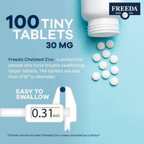 Miniatura 5 de Freeda Zinc quelado 30 mg – TRAACS® Bisglicinato de zinc para alta absorción – Vegano, Kosher, suave para el estómago – Apoyo inmunológico