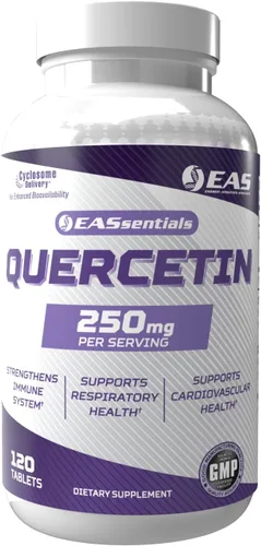 EAS Quercetina 250mg | Salud cardíaca y respiratoria | Apoya la respuesta inmune | Sin gluten, sin OGM | Mejor absorción con entrega de ciclosoma |