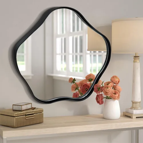 Miniatura 16 de Espejo redondo irregular, espejo festoneado de 16 pulgadas para sobre el fregadero, espejos de pared asimétricos decorativos, modernos espejos