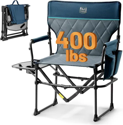 Miniatura 8 de Timber Ridge Silla de Director de Camping de Aluminio con Bolsillo de Mesa Lateral, Silla Plegable Portátil, Silla de Jardín Resistente para Viaje