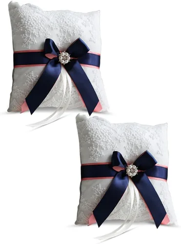 Miniatura 12 de Juego de almohada y cesta de anillo de marfil Colección de encaje niña de flores y cesta de bienvenida para invitados, cestas de boda hechas a