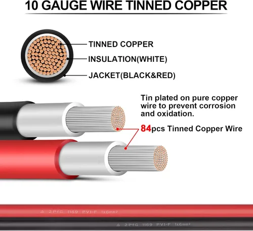 Miniatura 3 de iGreely Cable de calibre 10, cable solar a anillo tórico, kit de adaptador de panel solar, conector de cable para controlador de carga solar de RV