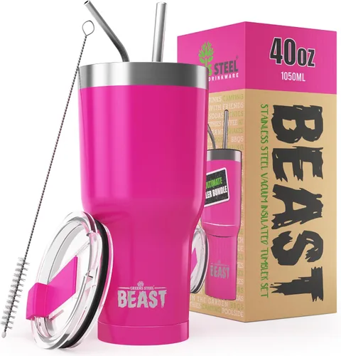 Miniatura 15 de Beast Vaso Térmico de 30 oz de Acero Inoxidable con Aislamiento al Vacío para Café y Hielo de Doble Pared Termo de Viaje (Rojo Arándano)
