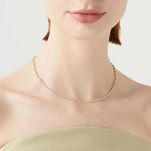 Miniatura 2 de Miabella 925 Sterling Silver Italian Solid 2.5mm Two-Tone Twisted Herringbone Chain Necklace for Women Made in Italy